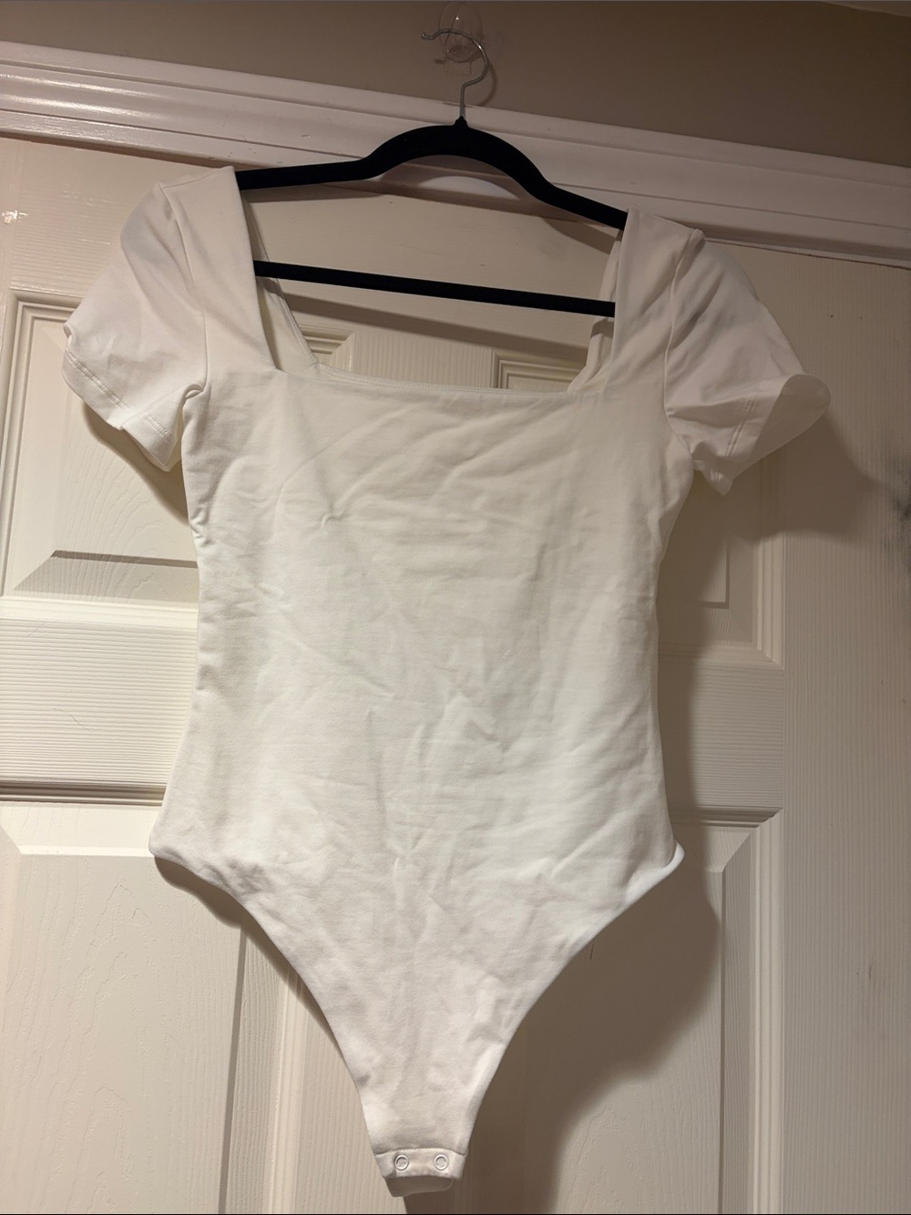 Aritzia White Square-Neck Short Sleeve Bodysuit